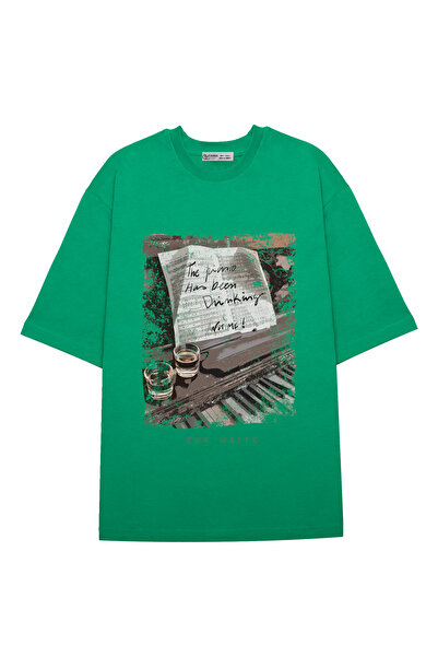 GreenMint للجنسين مقاس كبير توم وينتس-بيانو-جاز-موسيقى-شرب_OE1866