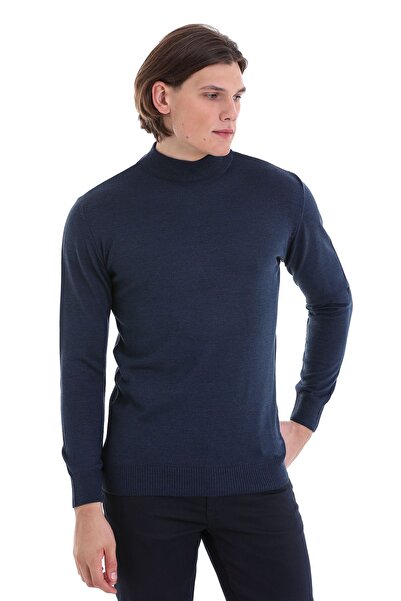 Hatemoğlu Indigo Regular Fit Прямий напіврибальський комір Вовняний трикотажний светр