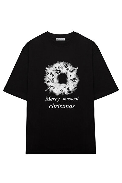 GreenMint موسيقى عيد الميلاد كبيرة الحجم للجنسين (أسود)_OE1069