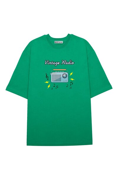 GreenMint رسم راديو عتيق كبير الحجم للجنسين مع ملاحظات موسيقية_OE1885