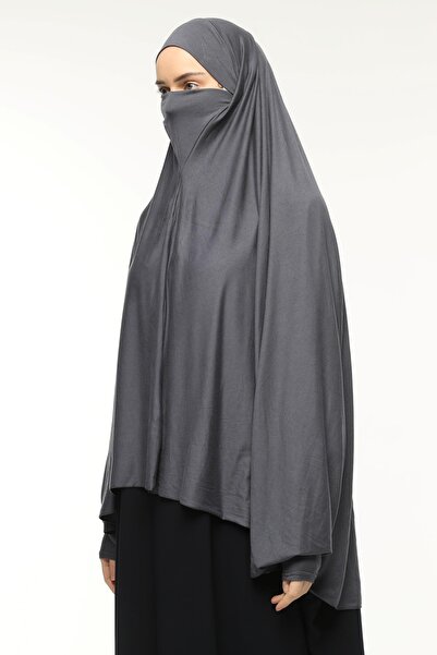 Altobeh Sleeve Souffle Abaya with Veil Practical Hijab Hijab - Nikaplı Prayer Cover Smoked