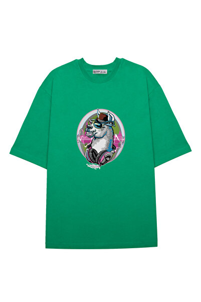 GreenMint لاما كبيرة الحجم للجنسين مع قبعة البولر وسماعات الموسيقى_OE1332