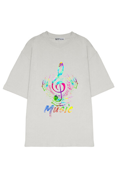 GreenMint تي شيرت للجنسين مقاس كبير غير تقليدي ملون موسيقى تريبل كليف ملاحظة ...