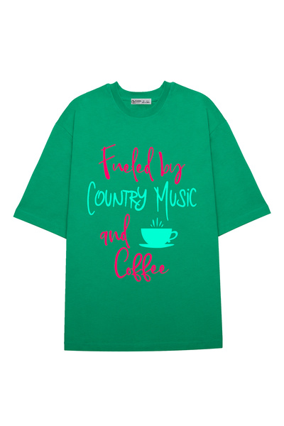 GreenMint مقاس كبير للجنسين مدفأ من موسيقى الريف ومغني القهوة Quote_OE1193