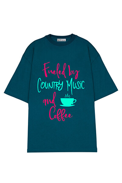 GreenMint مقاس كبير للجنسين مدفأ من موسيقى الريف ومغني القهوة Quote_OE1193