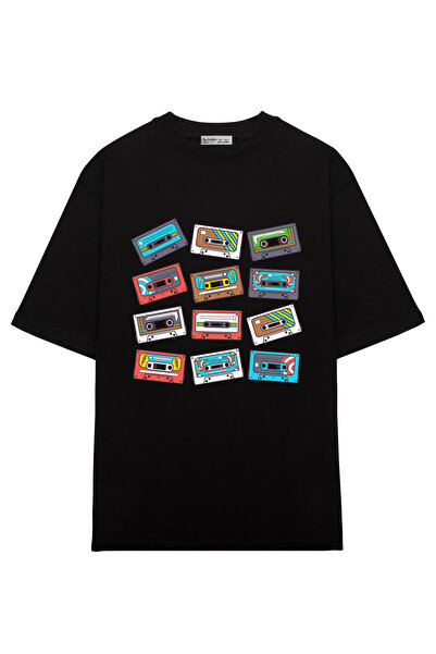 GreenMint نمط شريط موسيقى ريترو ملون كبير الحجم للجنسين_OE1087