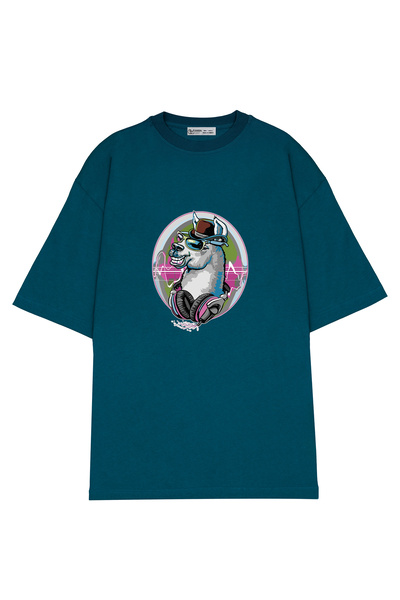 GreenMint لاما كبيرة الحجم للجنسين مع قبعة البولر وسماعات الموسيقى_OE1332