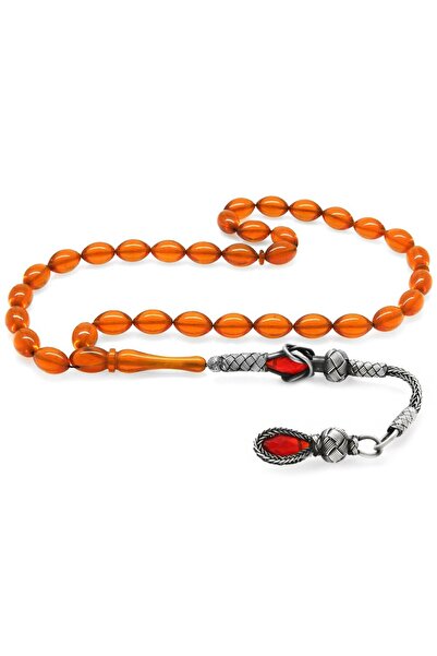 Tesbihane 1000 проба срібла Казак з бахромою Ячмінь Різаний Бурштин Червоний вогонь Бурштиновий чотки