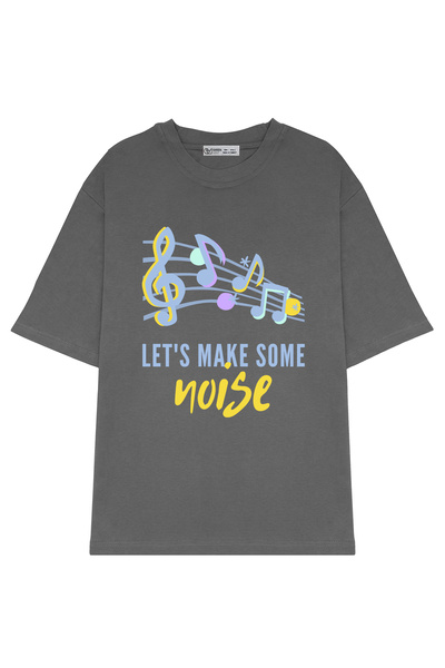 GreenMint تي شيرت للجنسين مقاس كبير باللونين الأزرق والأصفر للموسيقى والفرق P...