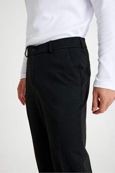 Just Like You Men's Slim Fit Black Elastic Waist Trousers