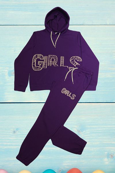 ÇİTA Girls Waiter Boy Hooded Girls Printed Top and Bottom Set PM.2351