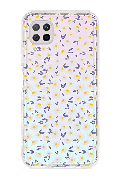 Magic Ring Huawei P40 Lite Uyumlu Papatya Desenli Şeffaf Telefon Kılıfı