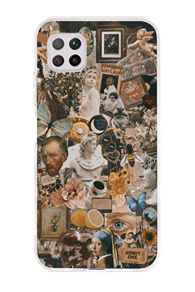 Magic Ring Huawei P40 Lite Uyumlu Aesthetic Sanatsal Kolaj Desenli Şeffaf Tel...