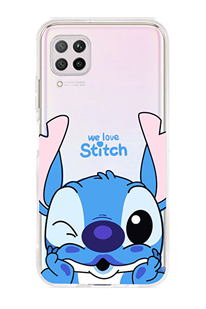 Magic Ring Huawei P40 Lite Uyumlu We Love Stitch Desenli Şeffaf Telefon Kılıfı