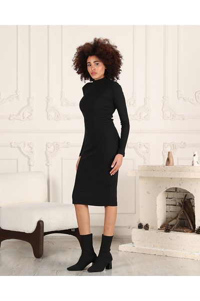 ESPOİRPLUS ROCHIE TRICOTĂ CU GÂT ROTIT, NEGRĂ