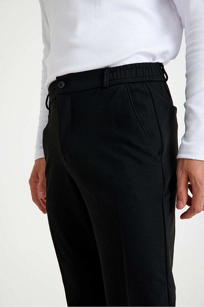 Just Like You Men's Black Slim Fit Pants with Side Pockets