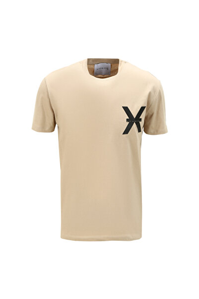 John Richmond Bisiklet Yaka Bej Erkek T-Shirt UMA23140TS