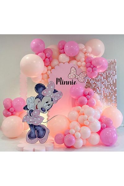 Çemrek Süs Parti Macaron pink candy pink balloon chain set 100 pcs