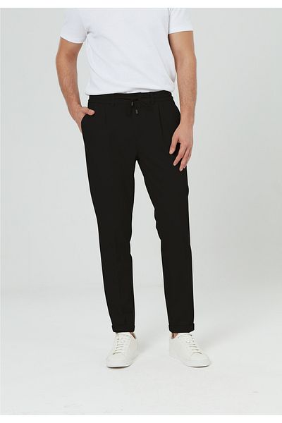 Just Like You Men's Jogger Pants - Black, Regular Fit, Elastic Waist