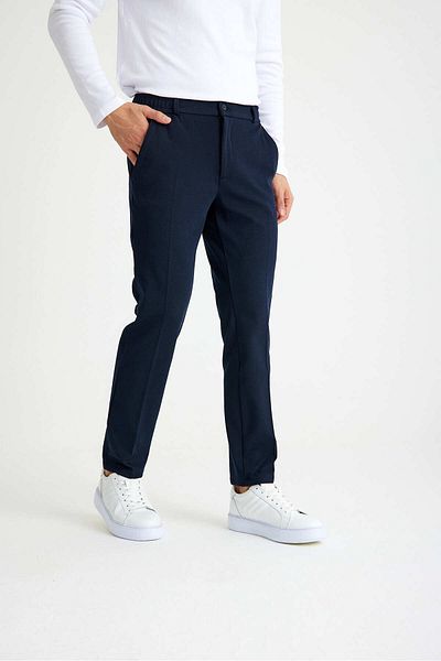 Just Like You Men's Slim Fit Navy Blue Side Pocket Trousers