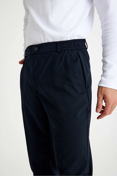 Just Like You Men's Slim Fit Navy Blue Side Pocket Trousers