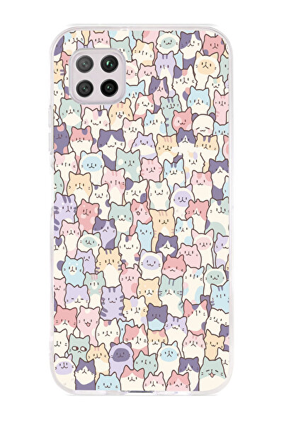 Magic Ring Huawei P40 Lite Uyumlu Sevimli Kediler Desenli Şeffaf Telefon Kılıfı