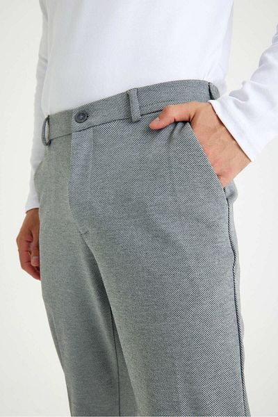Just Like You Men's Gray Slim Fit Elastic Waist Trousers
