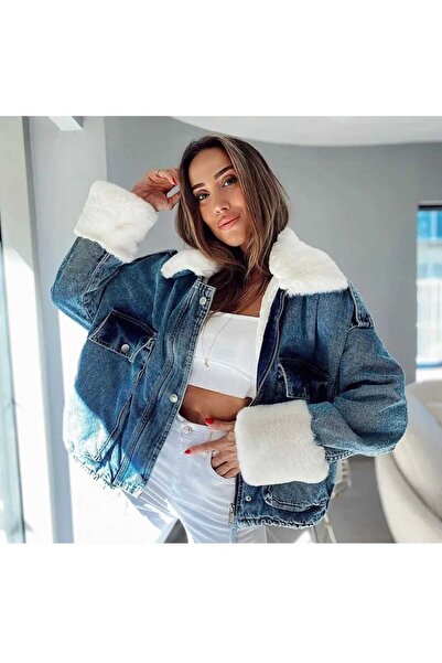 Kısmetin Butiği معطف نسائي قصير من الفرو وجينز ومعطف وسترة يُحدث فرقًا في الم...