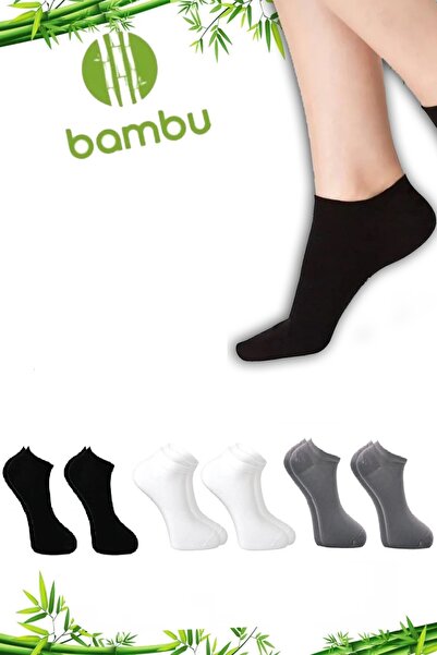 çs socks Erkek 6 Çift Bambu Patik 2 Siyah 2 Beyaz 2 Gri (DİKİŞSİZ)