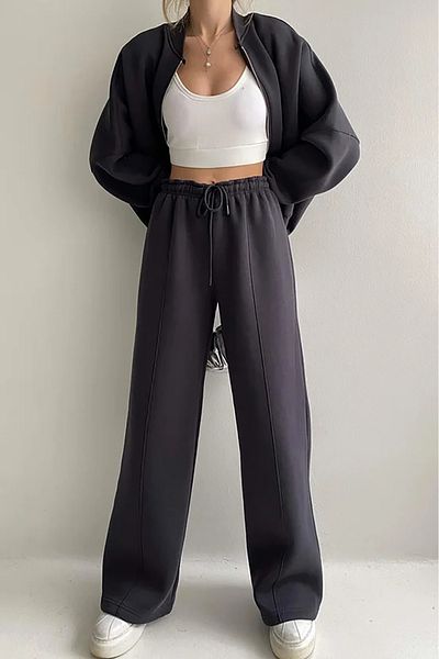 Neşeli Butik women's winter bottom top tracksuit set NB0022 - Anthracite