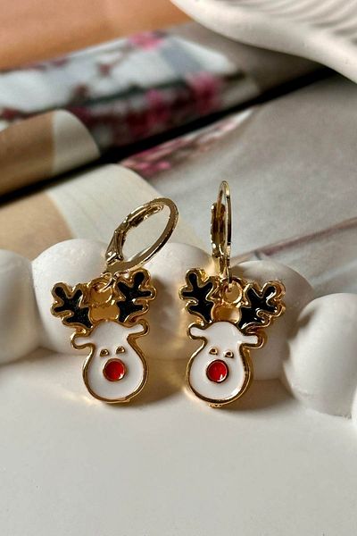 Trendy Butik أقراط على شكل غزال السنة الجديدة