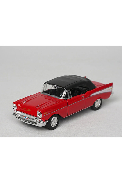 WELLY Lisanslı 1957 Chevrolet Bel Air Çek Bırak Model Metal Araba (1:34) Kırmızı