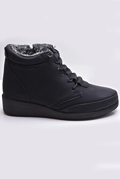 SEHER AYAKKABI Su Soğuk Dayanıklı Polar Astar Kürklü Kışlık Fermuarlı Bot Kauçuk Taban