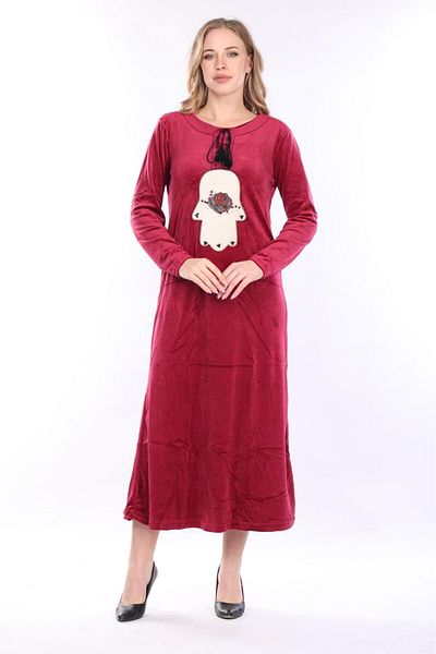 mervemoda Rochie de damă din catifea burgundy