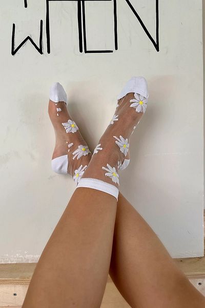 LAMİNTA Șosete de tul pentru femei Daisy White