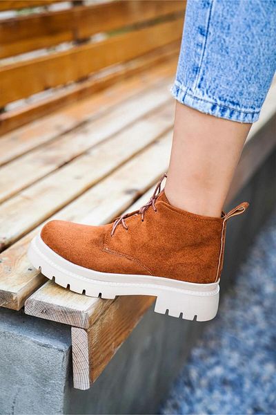 LAMİNTA Κοντές γυναικείες μπότες Emila Brown Suede