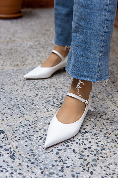 LAMİNTA Arina Ecru Pointed Toe Heeled Shoes
