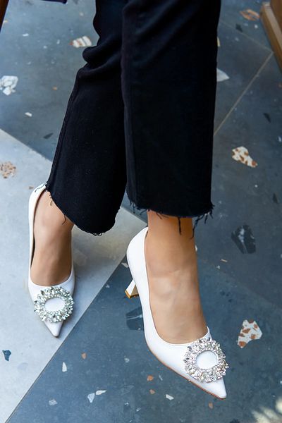 LAMİNTA Pantofi cu toc pentru femei Mia White Skin Stone