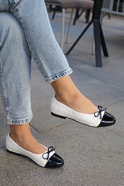 LAMİNTA Γυναικείες μπαλαρίνες Teresa White Tulle Bow με λεπτομέρειες