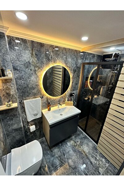 MKS Design Yuvarlak Ledli Ayna / Yuvarlak Banyo Aynası / Banyo Aynası / Işıklı Ayna / Ledli Ayna