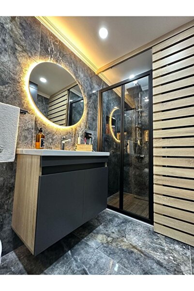 MKS Design Yuvarlak Ledli Ayna / Yuvarlak Banyo Aynası / Banyo Aynası / Işıklı Ayna / Ledli Ayna
