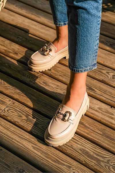 LAMİNTA Mocasini Mocasini Sefo Beige Trocley pentru dama