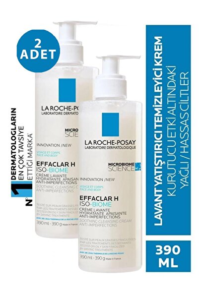La Roche Posay Effaclar H Iso Biome Temizleyici Krem 390 ml 2 Adet