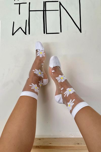 LAMİNTA Șosete de tul pentru femei Daisy White