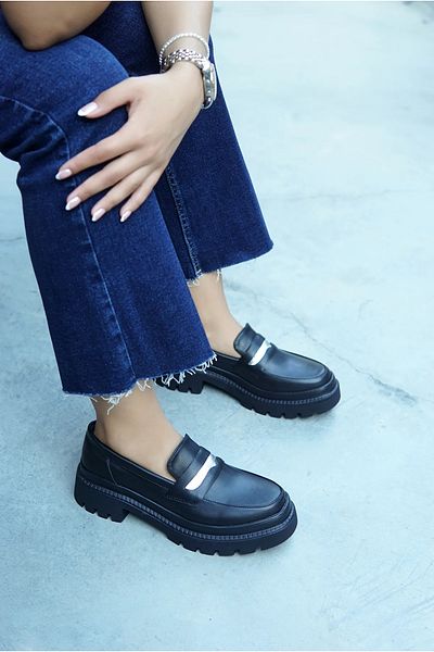 LAMİNTA Mocasin mocasin pentru femei Fia Negru Argintiu