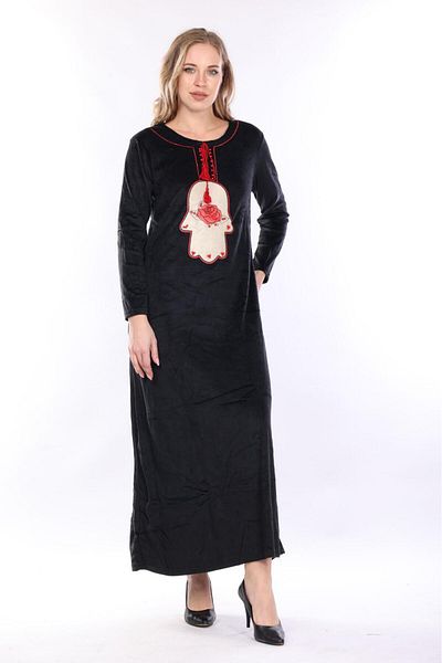 mervemoda Γυναικείο μαύρο βελούδινο φόρεμα