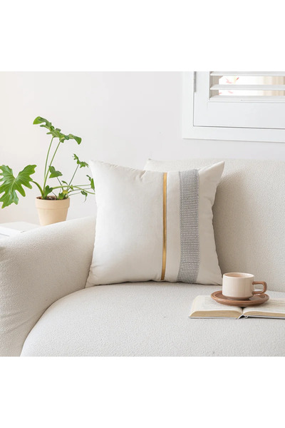 vivamia 2 bucăți husă de pernă cu aspect de catifea cu pietre și auriu