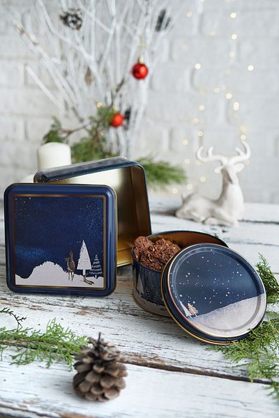 EVLE Set cutie metalică decorativă din 2 piese cu tematică de Anul Nou, Night Deer Erb526t