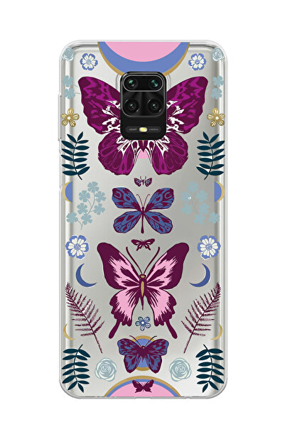 Magic Ring Redmi Note 9 Pro/Note 9S Uyumlu Kelebek Desenli Şeffaf Telefon Kılıfı