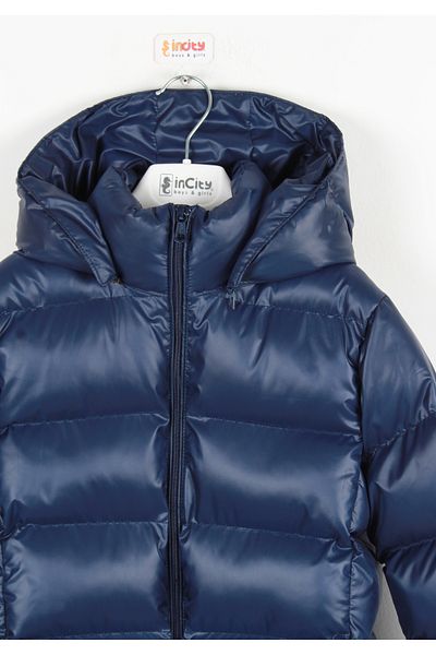 incity Boy's Navy Blue Hooded Puffer Coat